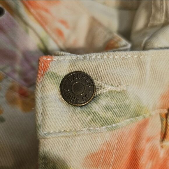 LAUREN RALPH LAUREN (LRL) Floral Modern Straight Ankle Denim Jeans - Size 10 - Picture 9 of 10